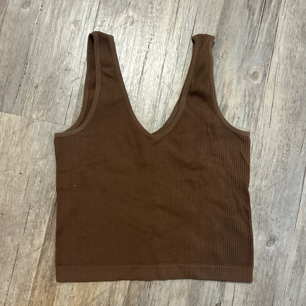 Justify Brown Ribbed Crop Top